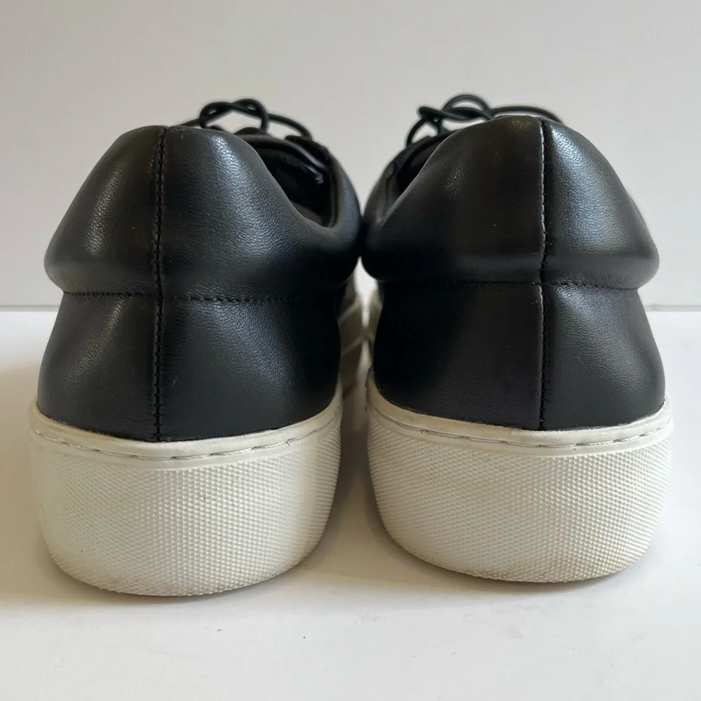 J Slides NYC Black Leather Platform Sneakers Size 8